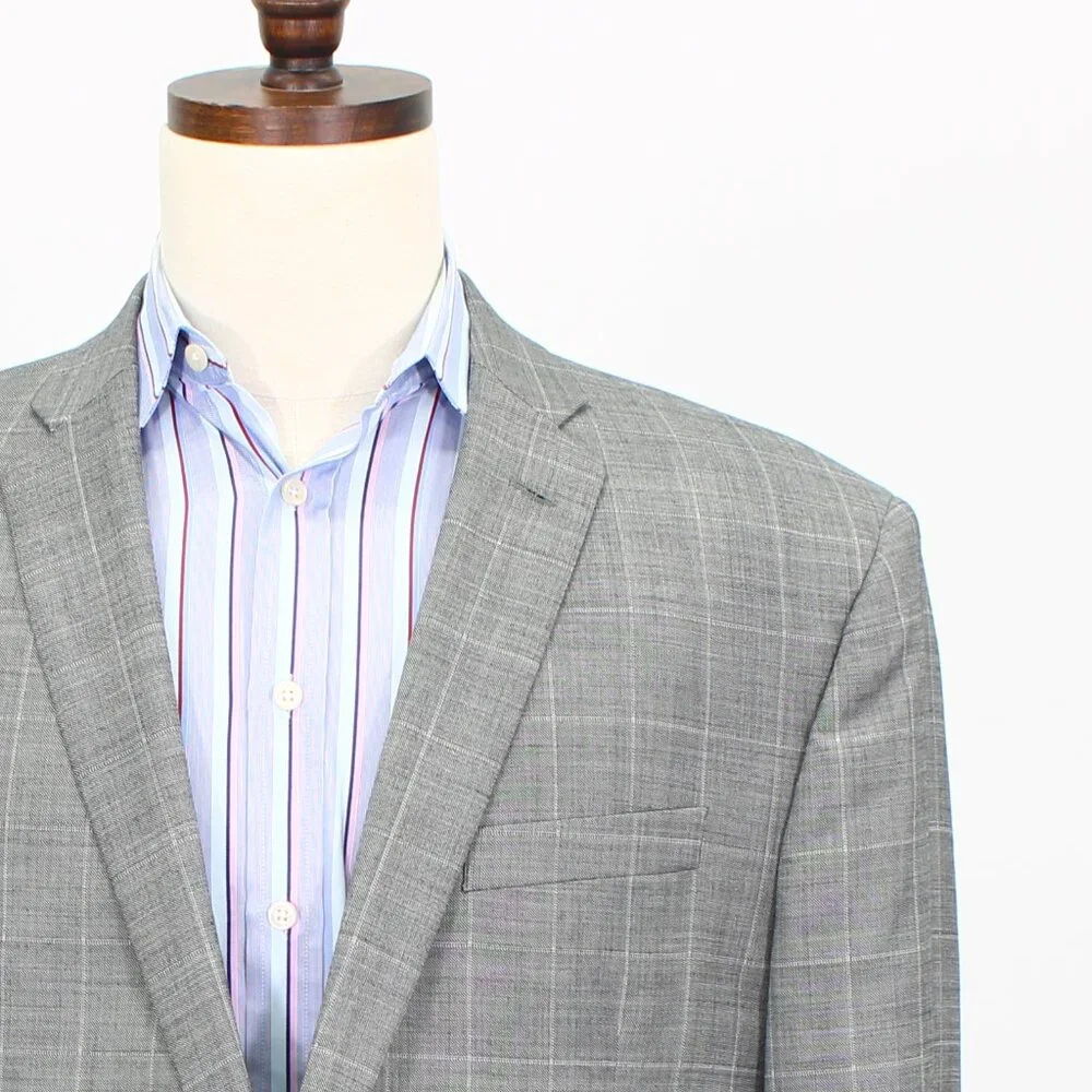 Jos. A. Bank 44R Gray Check 2-Button Sport Coat Blazer Jacket T682